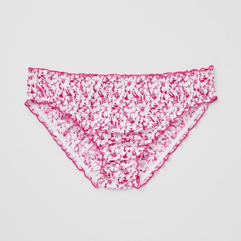 Pink Uniqlo Frilled Mid-Rise Women Briefs | 7763434