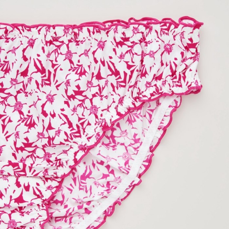 Pink Uniqlo Frilled Mid-Rise Women Briefs | 7763434