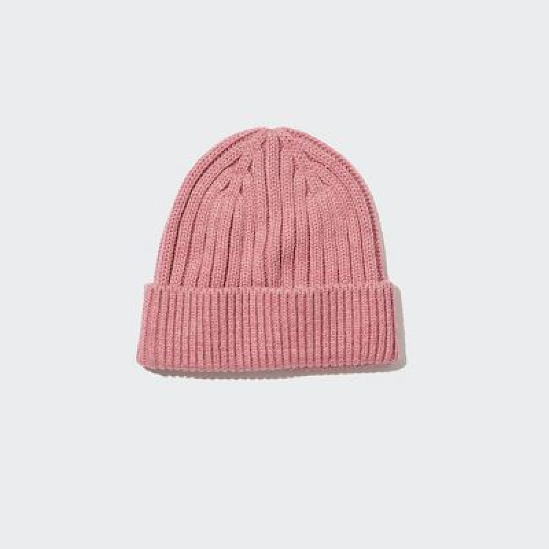 Pink Uniqlo HEATTECH Ribbed Women Beanie | 4779060