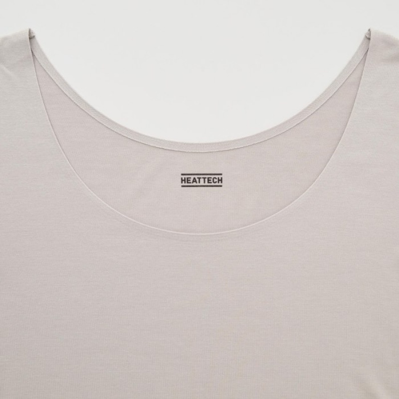 Pink Uniqlo HEATTECH Scoop Neck Long-Sleeve Women T Shirts | 7909610