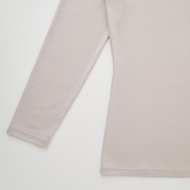 Pink Uniqlo HEATTECH Scoop Neck Long-Sleeve Women T Shirts | 7909610
