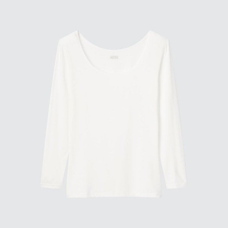 Pink Uniqlo HEATTECH Scoop Neck Long-Sleeve Women T Shirts | 8999511