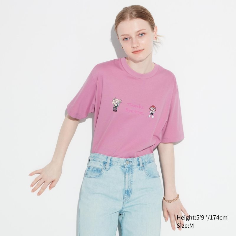 Pink Uniqlo My Hero Academia Ut Short-sleeve Graphic Men T Shirts | 7679354