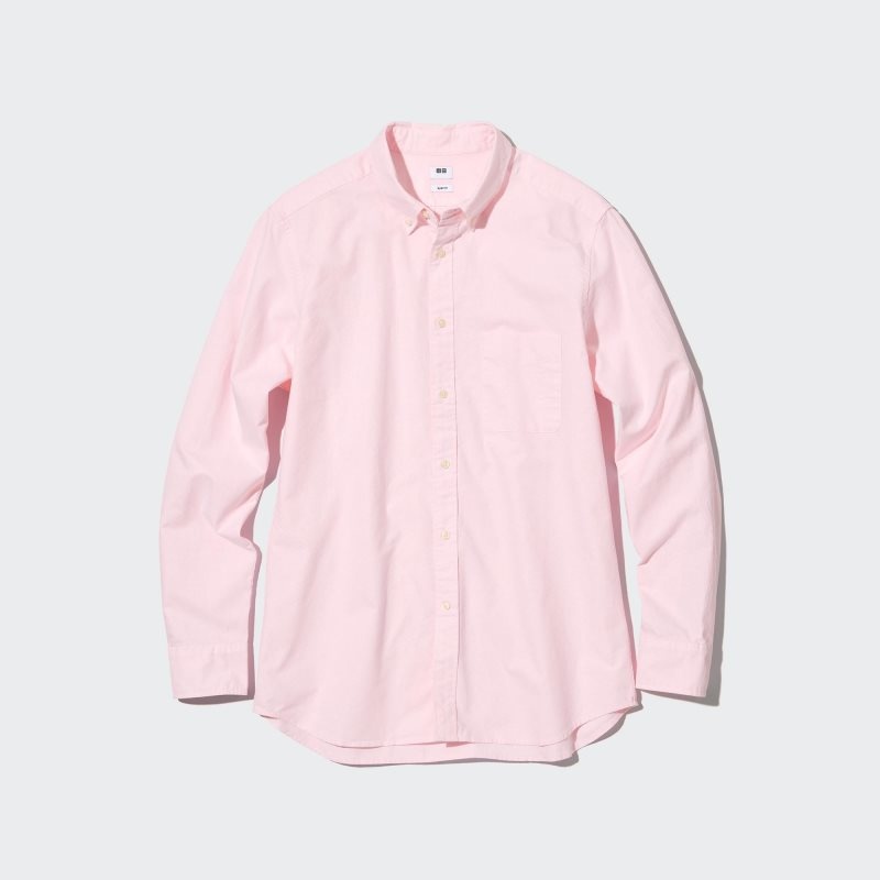 Pink Uniqlo Oxford Slim-fit Long-sleeve Men Shirts | 8535952