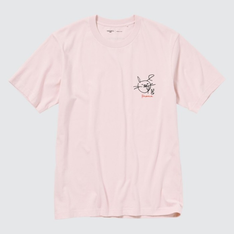 Pink Uniqlo PEACE FOR ALL Short-Sleeve Graphic Haruka Ayase Women T Shirts | 5999