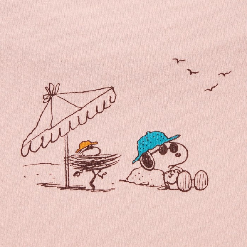 Pink Uniqlo Peanuts Hawaii UT Short-Sleeve Women T Shirts | 2157412