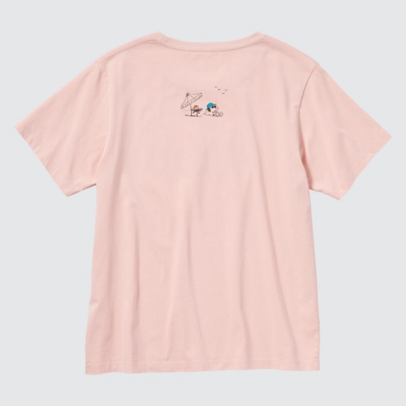 Pink Uniqlo Peanuts Hawaii UT Short-Sleeve Women T Shirts | 2157412