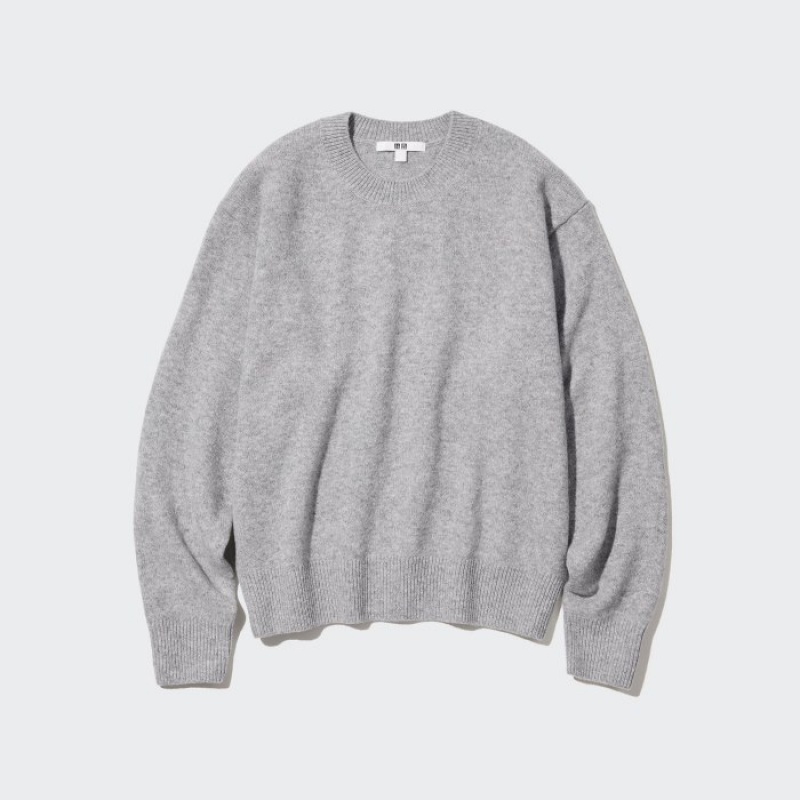 Pink Uniqlo Premium Lambswool Crew Neck Long-sleeve Women Sweaters | 2751418