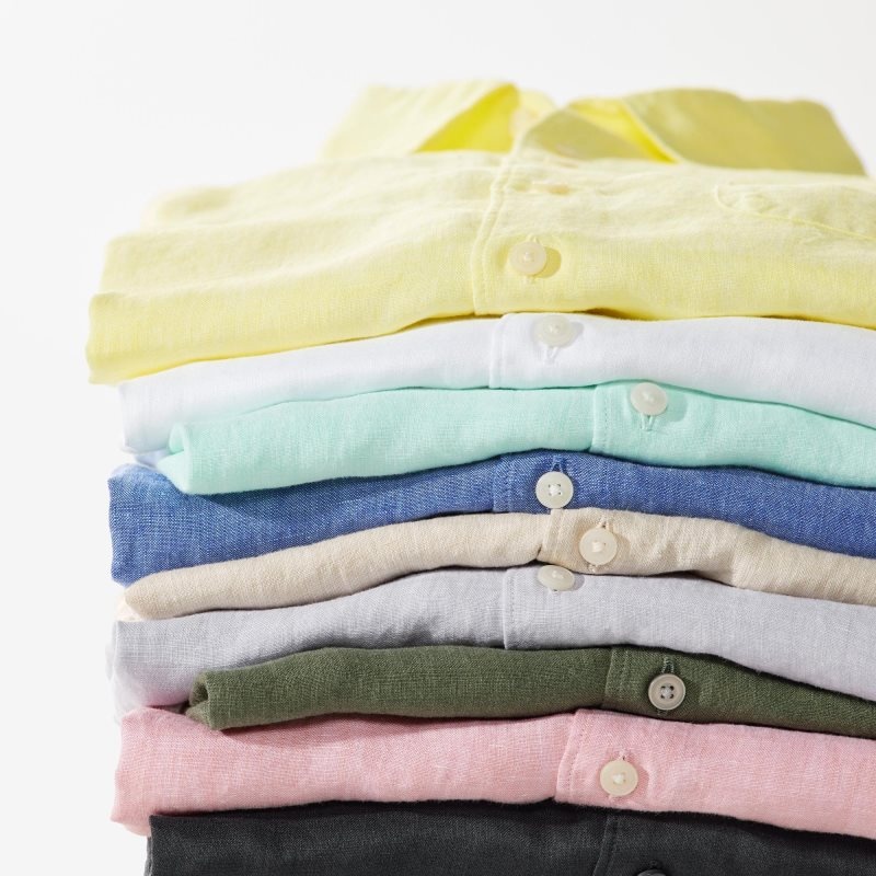 Pink Uniqlo Premium Linen Long-sleeve Men Shirts | 5221865