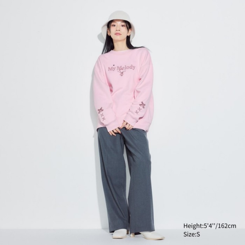 Pink Uniqlo Sanrio characters Long-Sleeve Women Sweatshirts | 2640529