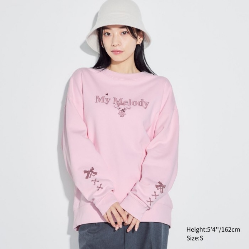 Pink Uniqlo Sanrio characters Long-Sleeve Women Sweatshirts | 2640529
