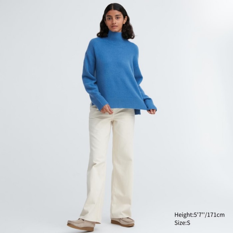 Pink Uniqlo Souffle Yarn High Neck Long-Sleeve Women Sweaters | 6768333