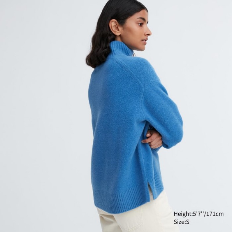 Pink Uniqlo Souffle Yarn High Neck Long-Sleeve Women Sweaters | 6768333