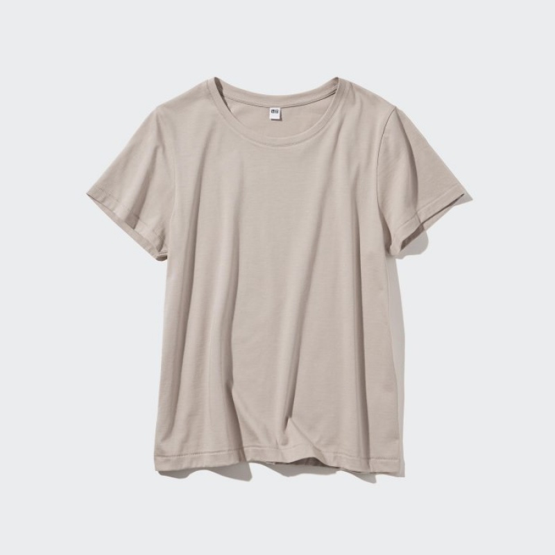 Pink Uniqlo Supima Cotton Crew Neck Short Sleeve Women T Shirts | 3869913