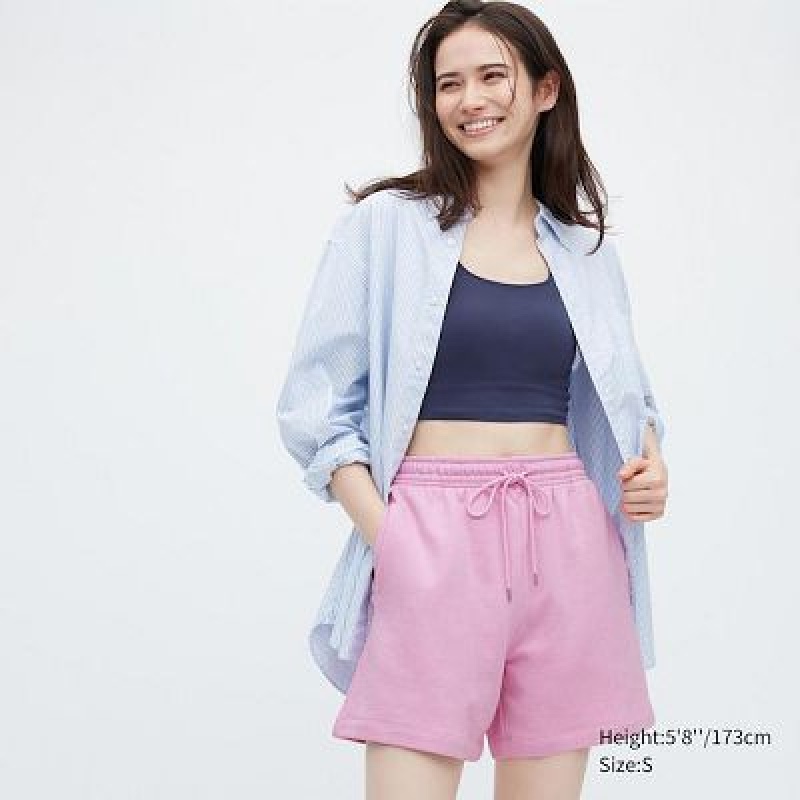 Pink Uniqlo Sweat Women Shorts | 9632669