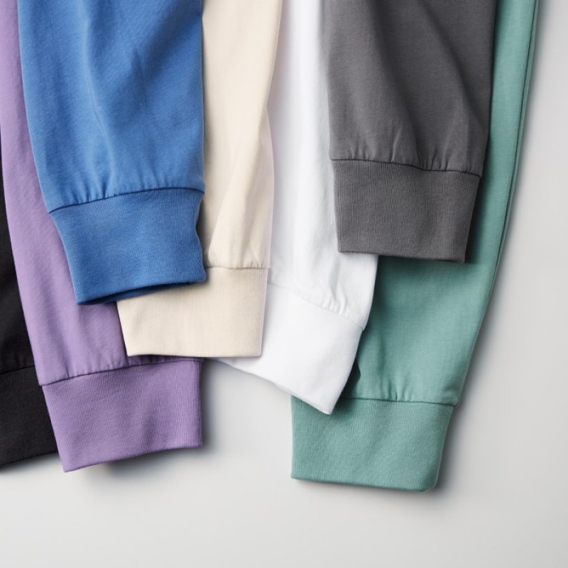 Purple Uniqlo Airism Cotton Uv Protection Crew Neck Long-sleeve Women T Shirts | 4592425