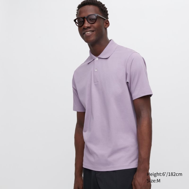Purple Uniqlo Airism Regular Collar Men Polo Shirts | 8913952