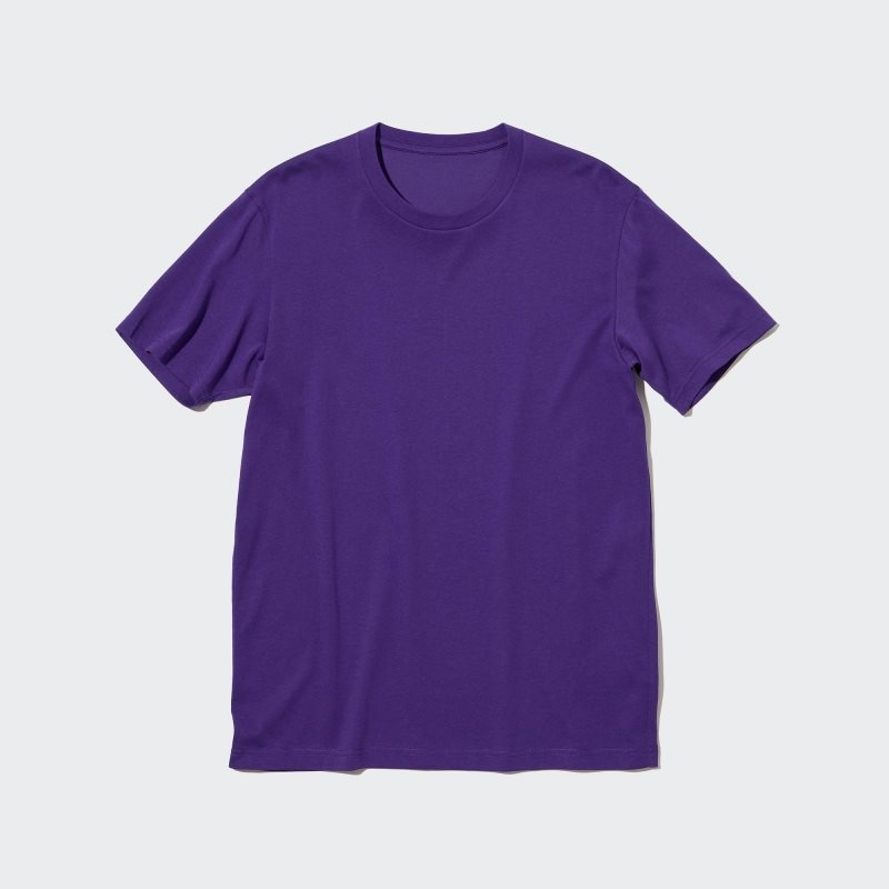 Purple Uniqlo Dry Crew Neck Short-sleeve Color Men T Shirts | 9857773
