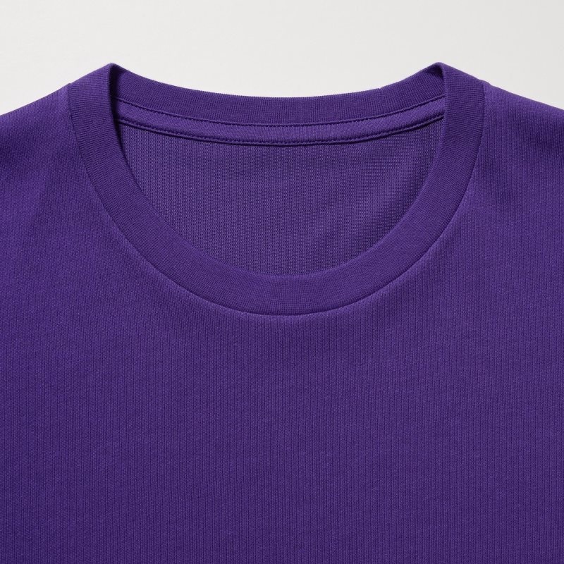 Purple Uniqlo Dry Crew Neck Short-sleeve Color Men T Shirts | 9857773
