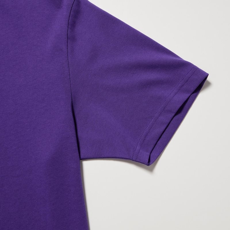 Purple Uniqlo Dry Crew Neck Short-sleeve Color Men T Shirts | 9857773