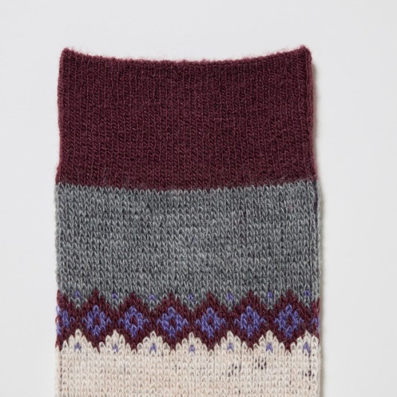 Purple Uniqlo HEATTECH Fair Isle Women Socks | 1239563
