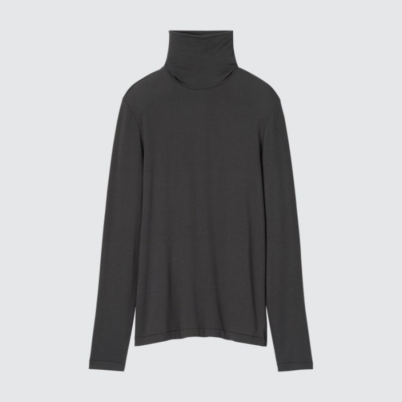 Purple Uniqlo HEATTECH Ultra Light Turtleneck Long-Sleeve Women T Shirts | 123039