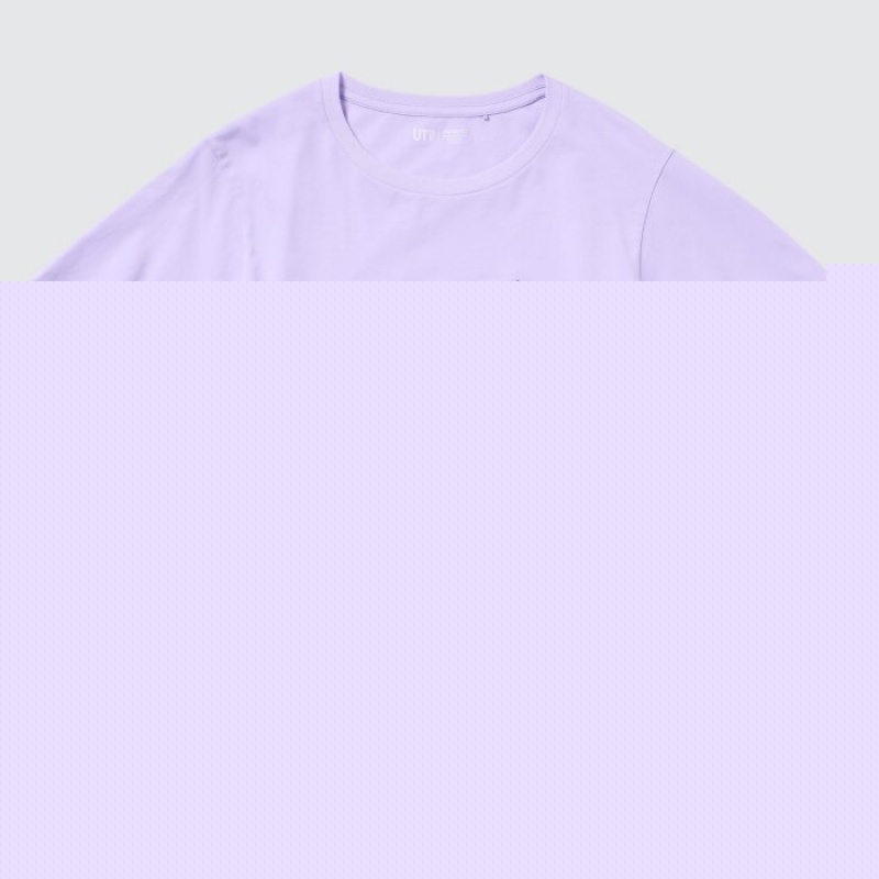 Purple Uniqlo Peanuts Hawaii UT Short-Sleeve Women T Shirts | 1624509