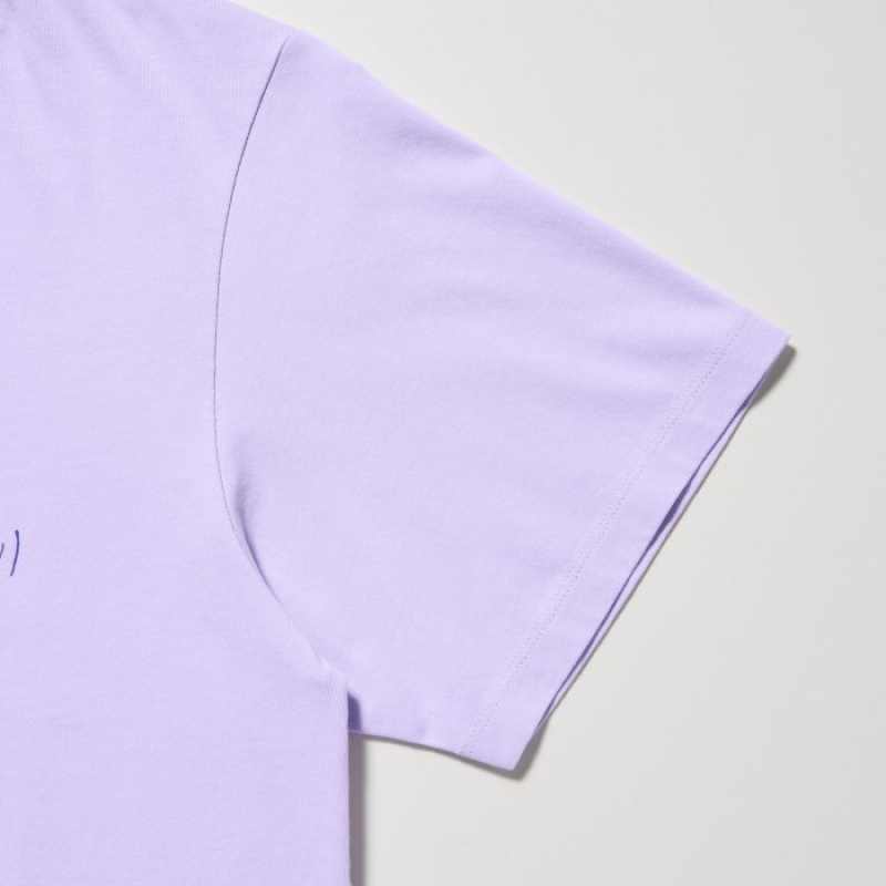 Purple Uniqlo Peanuts Hawaii UT Short-Sleeve Women T Shirts | 1624509
