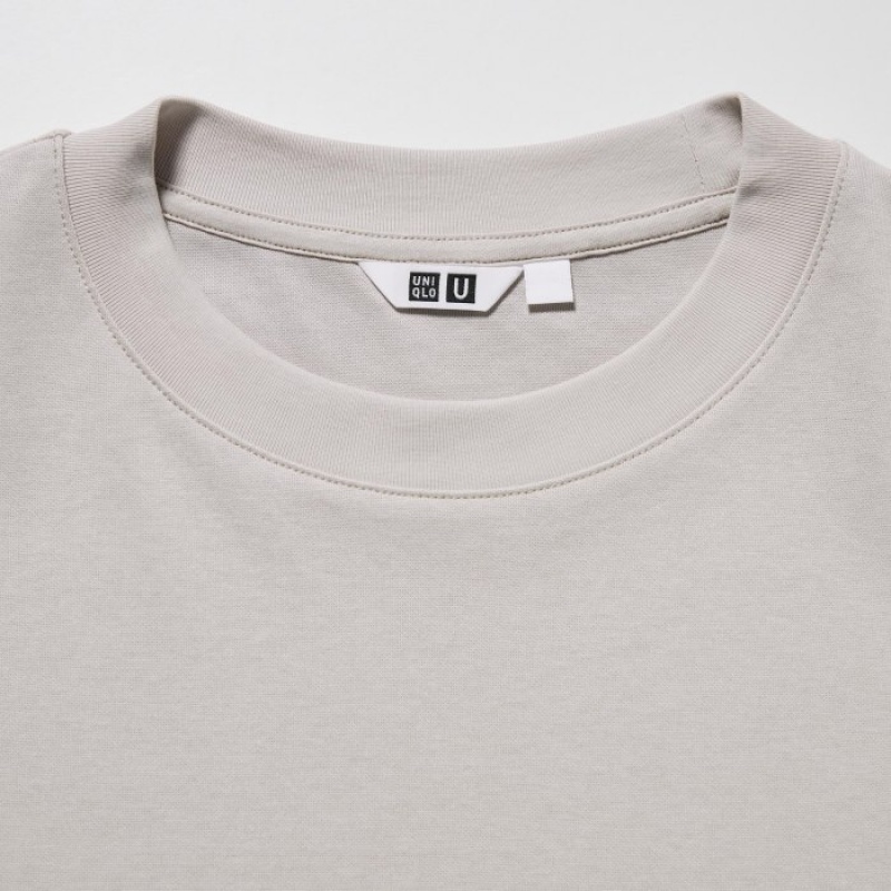 Purple Uniqlo U AIRism Cotton Oversized Crew Neck Half-Sleeve Women T Shirts | 2591837