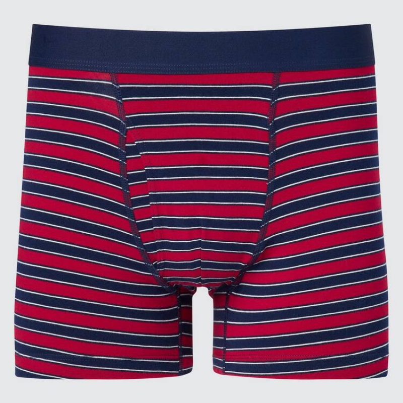 Red Uniqlo Cotton Striped Boxer Men Underwear | 6689504