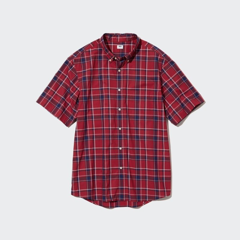 Red Uniqlo Extra Fine Cotton Short-sleeve Men Shirts | 7995978