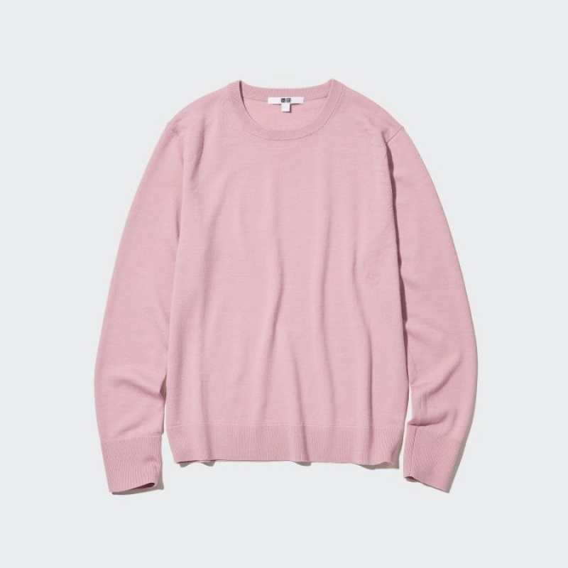 Red Uniqlo Extra Fine Merino Crew Neck Long-Sleeve Women Sweaters | 648741