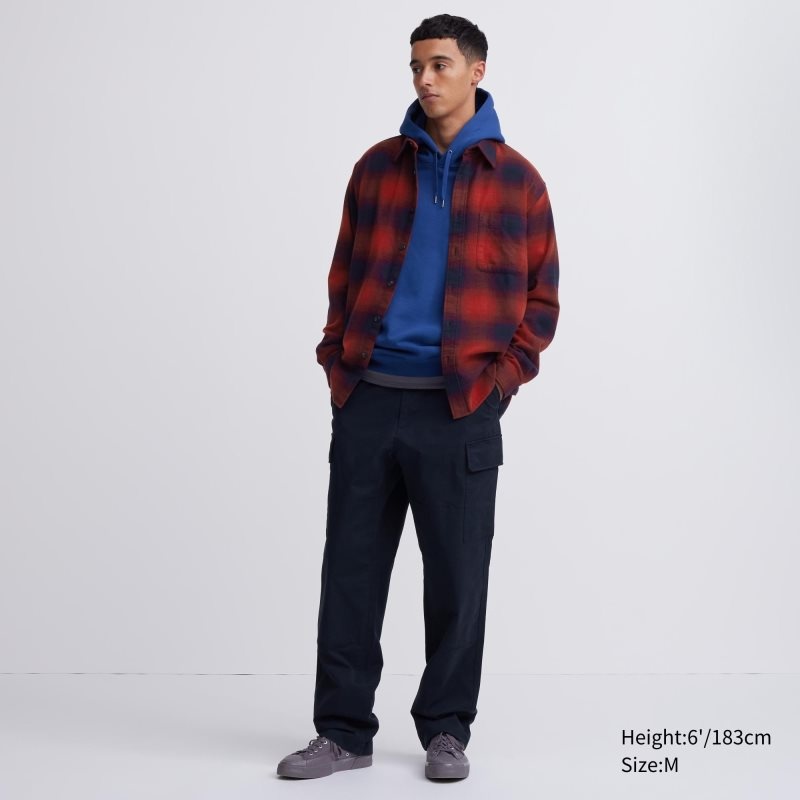 Red Uniqlo Flannel Checked Long-sleeve Men Shirts | 1109304