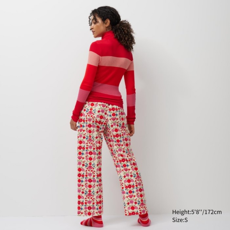 Red Uniqlo Flannel Lounge Women Pants | 3768021