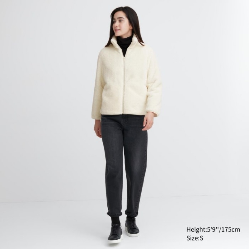 Red Uniqlo Fluffy Yarn Fleece Full-Zip Women Jackets | 9723859