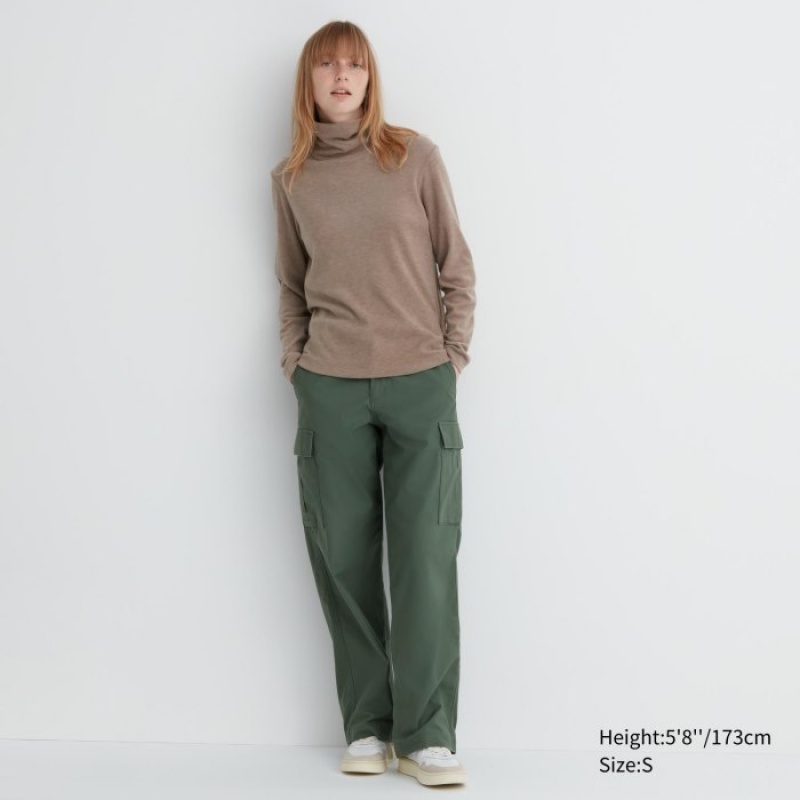 Red Uniqlo HEATTECH Fleece Turtleneck Long-Sleeve Women T Shirts | 2913256