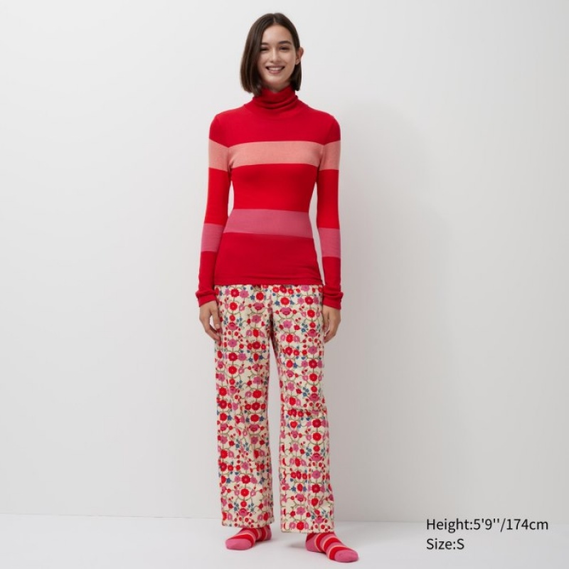 Red Uniqlo HEATTECH Seamless Ribbed Extra Warm Women T Shirts | 198545