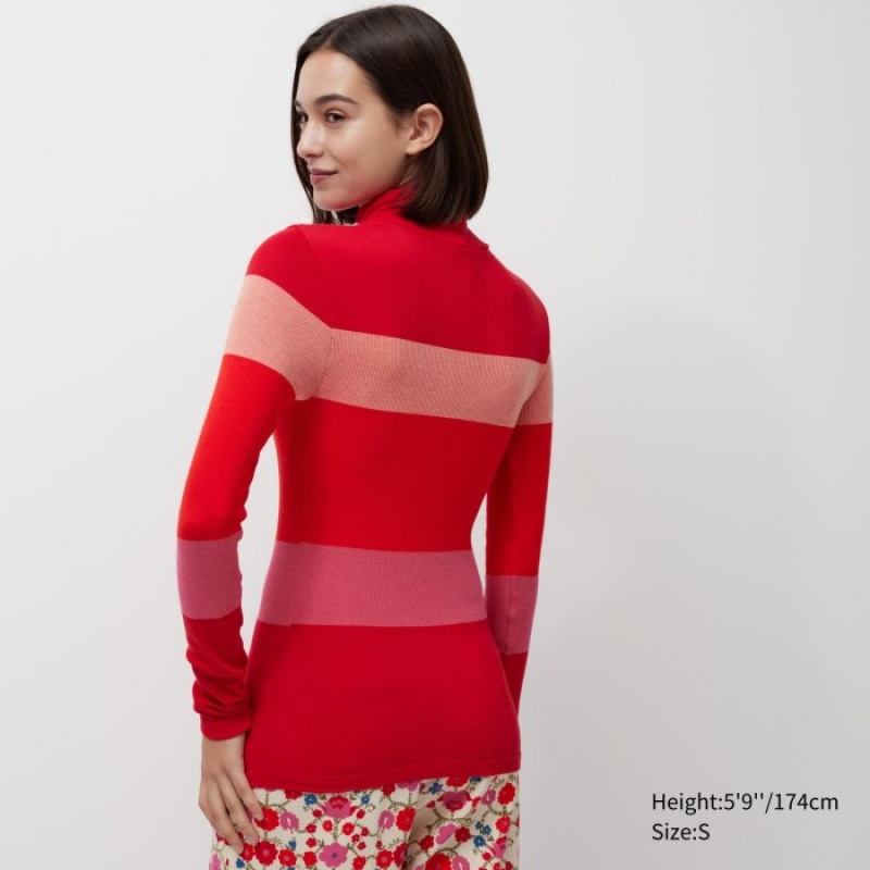 Red Uniqlo HEATTECH Seamless Ribbed Extra Warm Women T Shirts | 198545