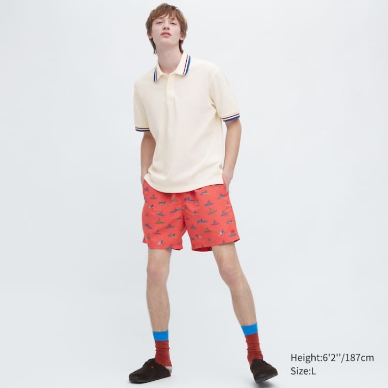 Red Uniqlo Jw Anderson Rowing Print Active Utility Men Shorts | 9632409
