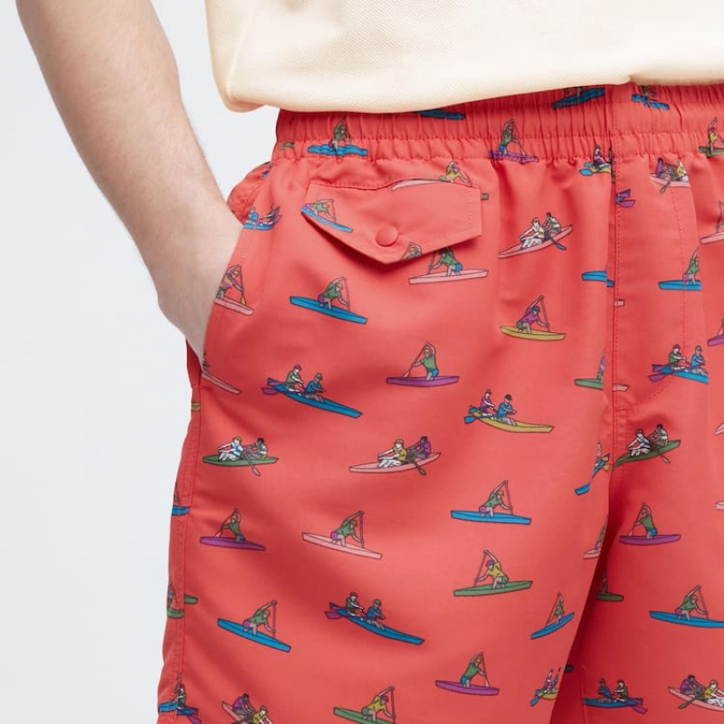 Red Uniqlo Jw Anderson Rowing Print Active Utility Men Shorts | 9632409