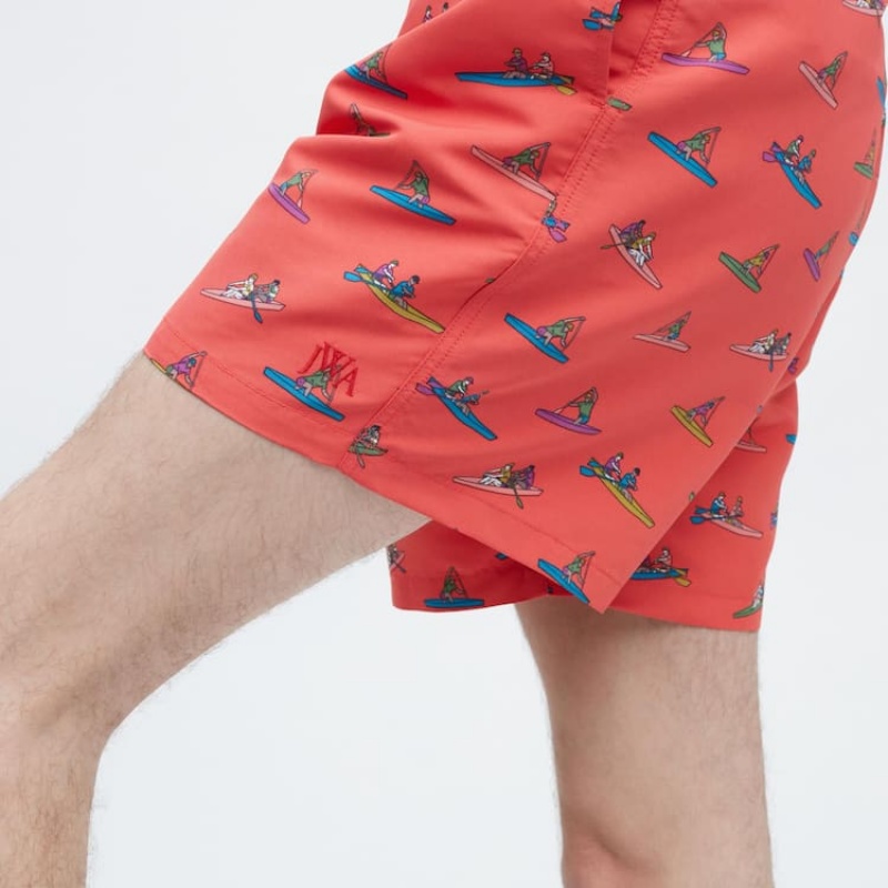 Red Uniqlo Jw Anderson Rowing Print Active Utility Men Shorts | 9632409