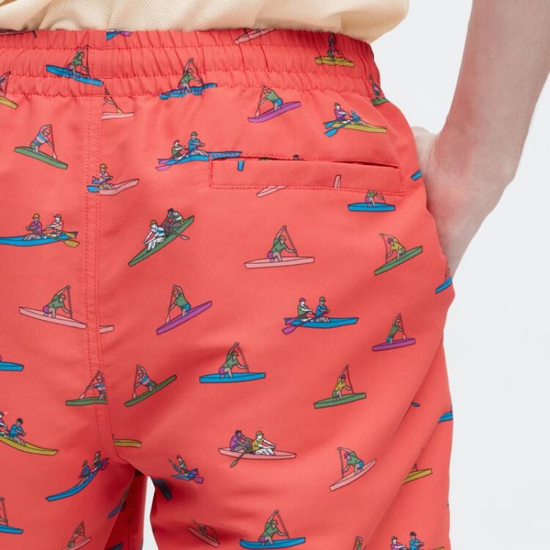 Red Uniqlo Jw Anderson Rowing Print Active Utility Men Shorts | 9632409