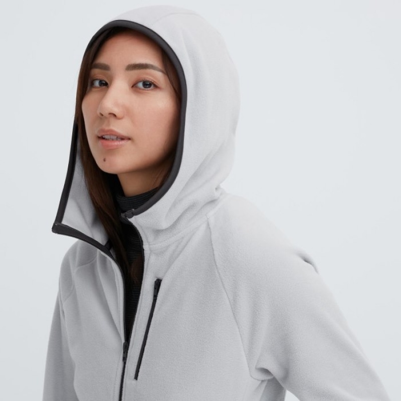 Red Uniqlo Light Fleece Full-Zip Women Hoodie | 5582979