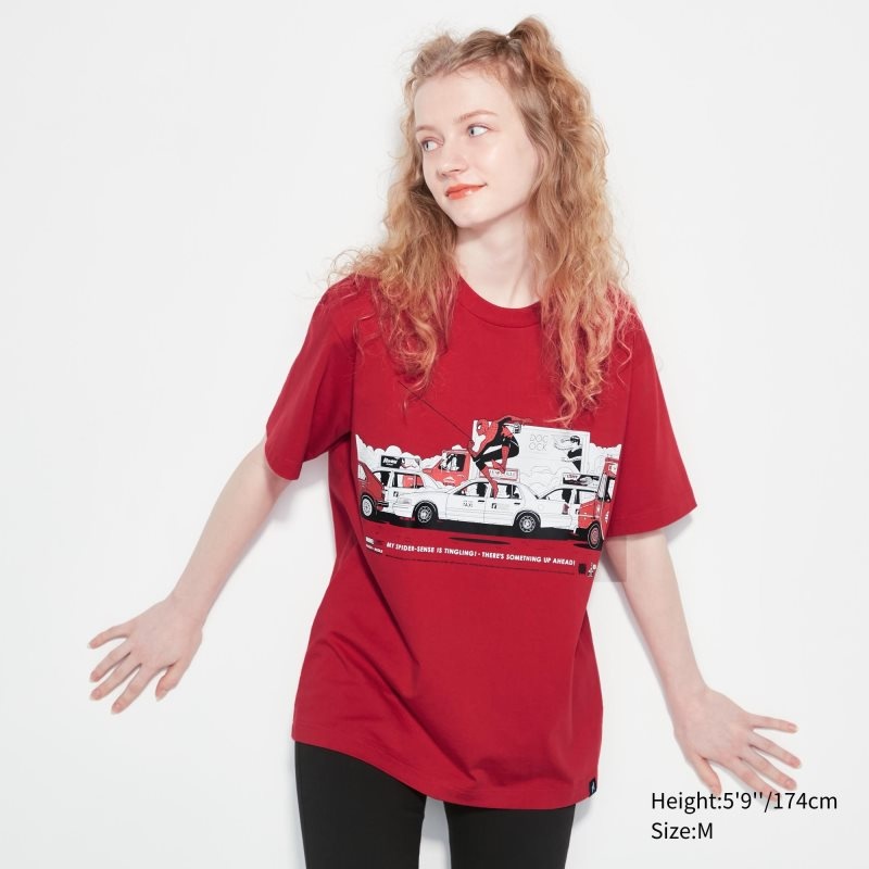 Red Uniqlo Marvel Art Collection By Mondo Ut Short Sleeve Graphic Men T Shirts | 2065050