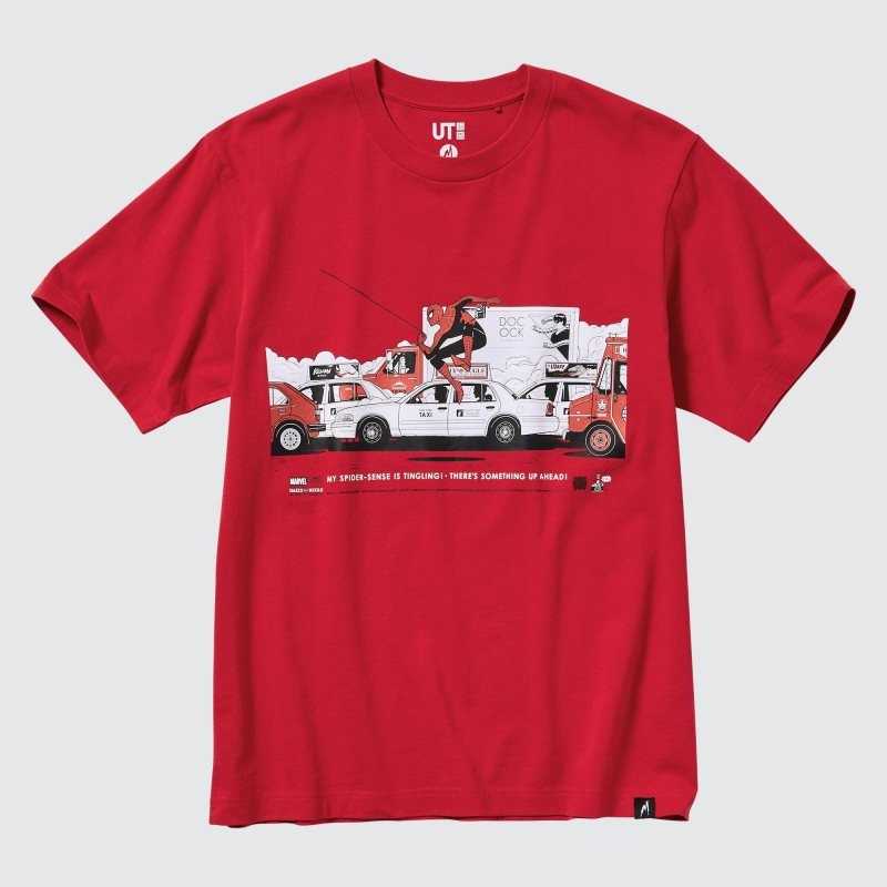 Red Uniqlo Marvel Art Collection By Mondo Ut Short Sleeve Graphic Men T Shirts | 2065050