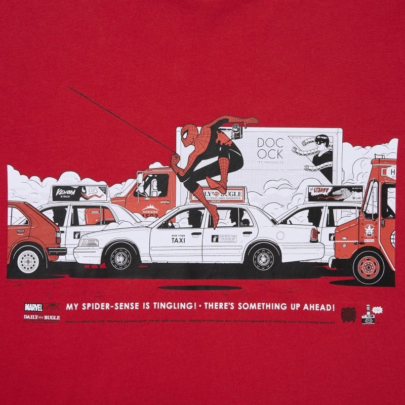 Red Uniqlo Marvel Art Collection By Mondo Ut Short Sleeve Graphic Men T Shirts | 2065050