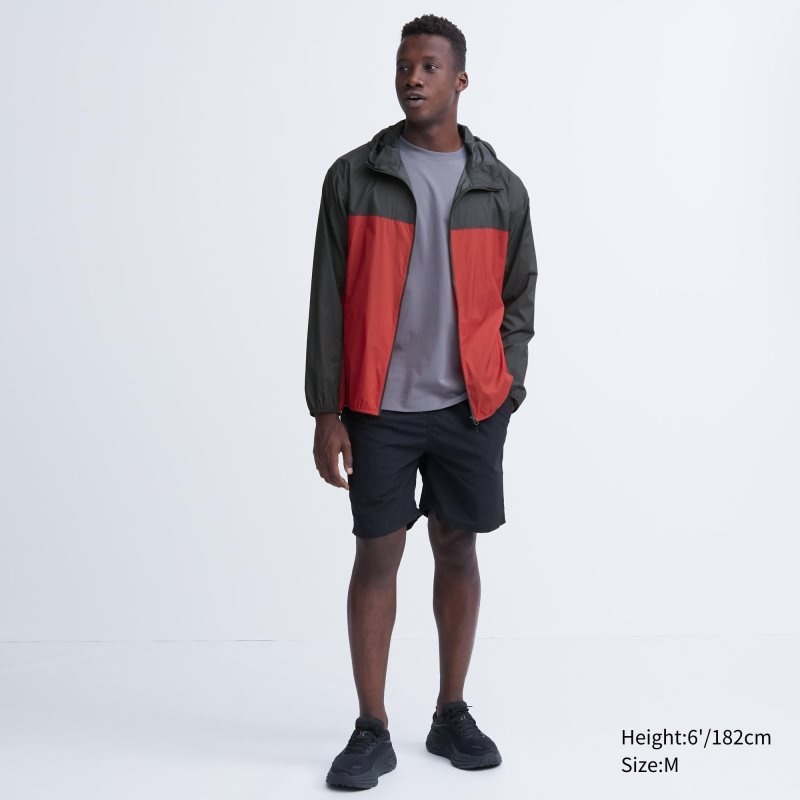 Red Uniqlo Pocketable Uv Protection 3d Cut Color Block Men Parka | 4114964