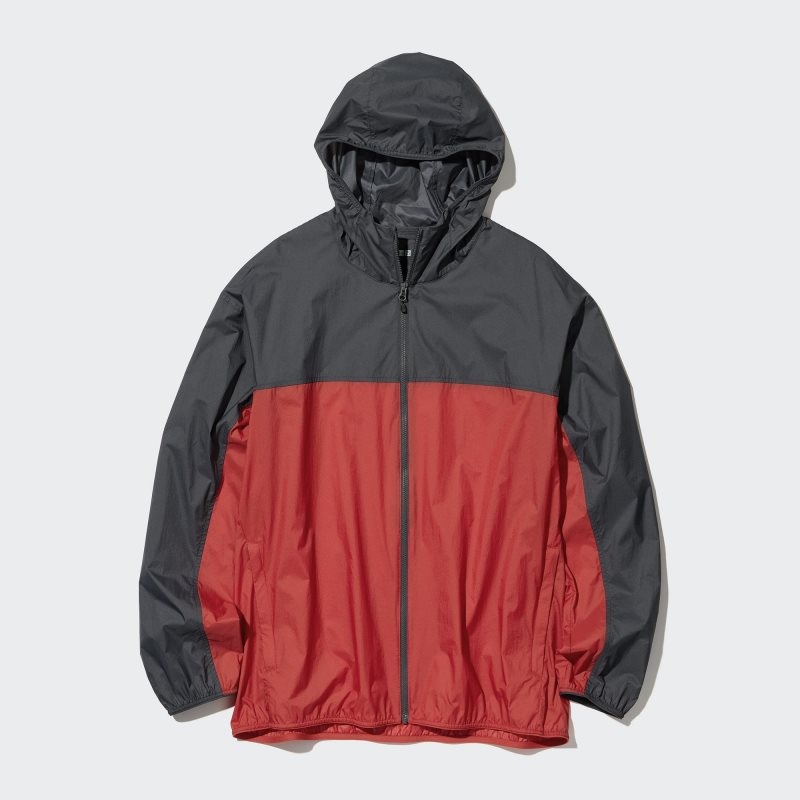 Red Uniqlo Pocketable Uv Protection 3d Cut Color Block Men Parka | 4114964