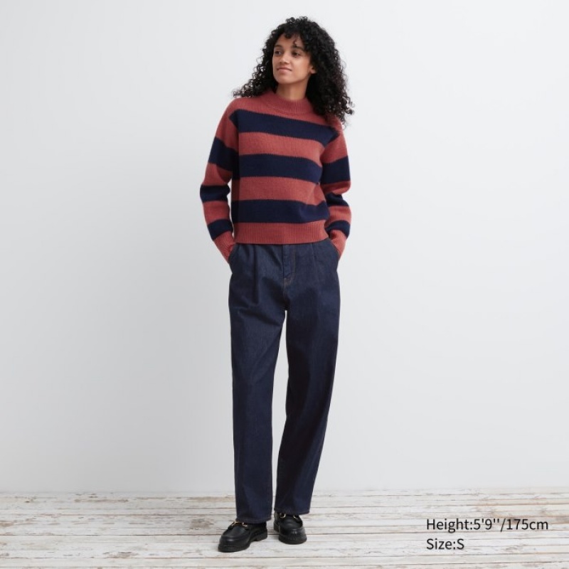 Red Uniqlo Premium Lambswool Long-Sleeve Women Sweaters | 182799