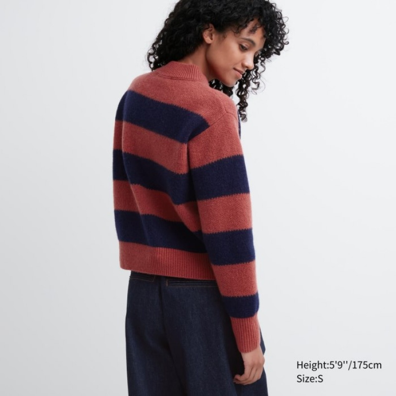 Red Uniqlo Premium Lambswool Long-Sleeve Women Sweaters | 182799